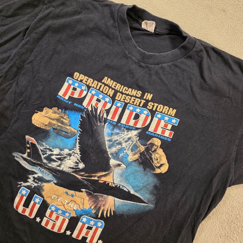 Belton T-Shirt Mens XXL Black Operation Desert Storm Vintage 90s Military USA